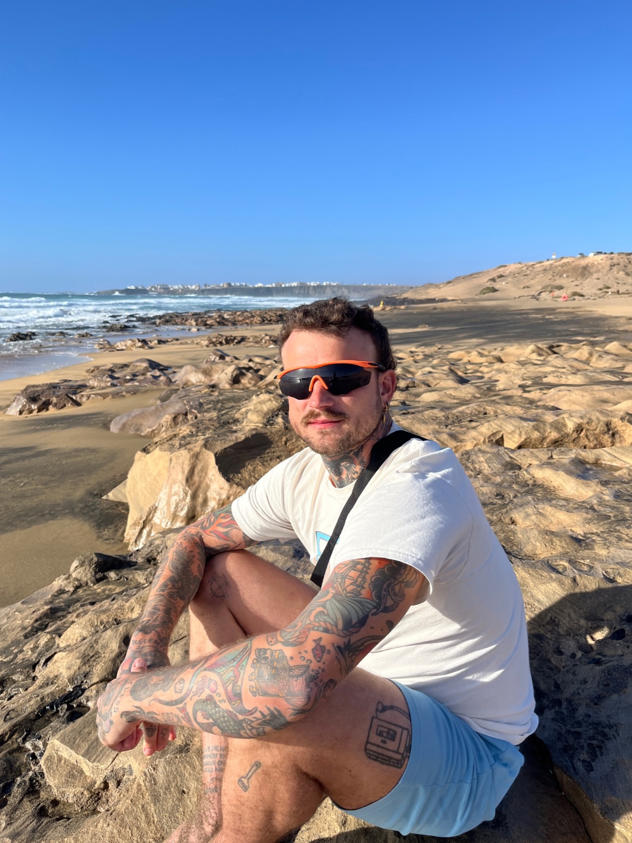 George D. Lynch on the beach in Fuerteventura